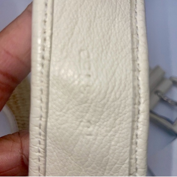 Slightly Used White leather & tan woven jute Prada belt with silver-tone - Picture 8 of 12